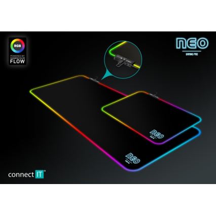 CONNECT IT CMP-3100-LG - LED RGB Gaming toetsenbord en muismat 80x30 cm zwart