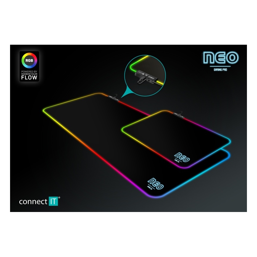 CONNECT IT CMP-3100-LG - LED RGB Gaming toetsenbord en muismat 80x30 cm zwart