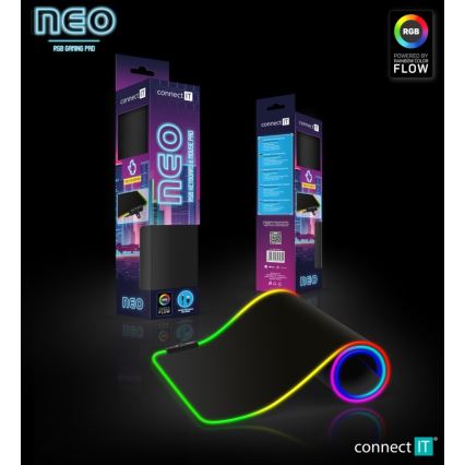 CONNECT IT CMP-3100-LG - LED RGB Gaming toetsenbord en muismat 80x30 cm zwart