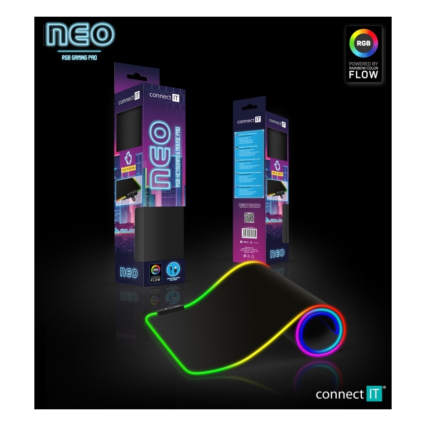 CONNECT IT CMP-3100-LG - LED RGB Gaming toetsenbord en muismat 80x30 cm zwart