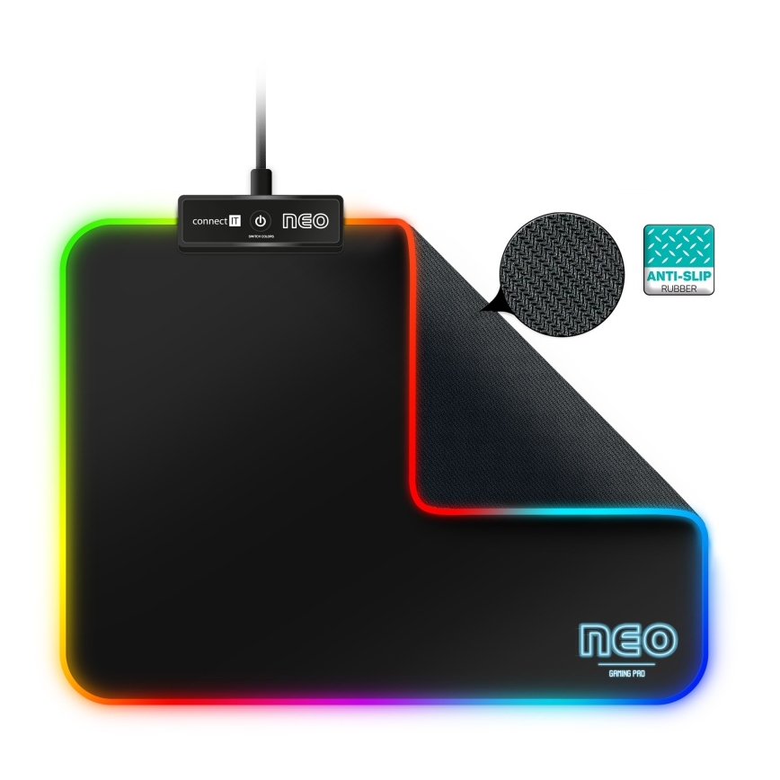 CONNECT IT CMP-3100-SM - LED RGB Gaming muismat 32x24,5 cm zwart