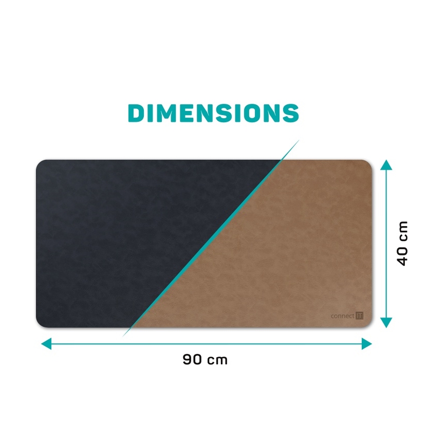 CONNECT IT CMP-4040-LG - Dubbelzijdige bureaumat voor toetsenbord en muis 90 x 40 cm, blauw/bruin