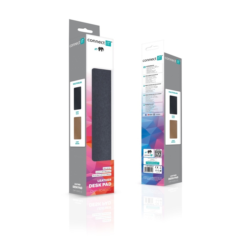 CONNECT IT CMP-4040-LG - Dubbelzijdige bureaumat voor toetsenbord en muis 90 x 40 cm, blauw/bruin