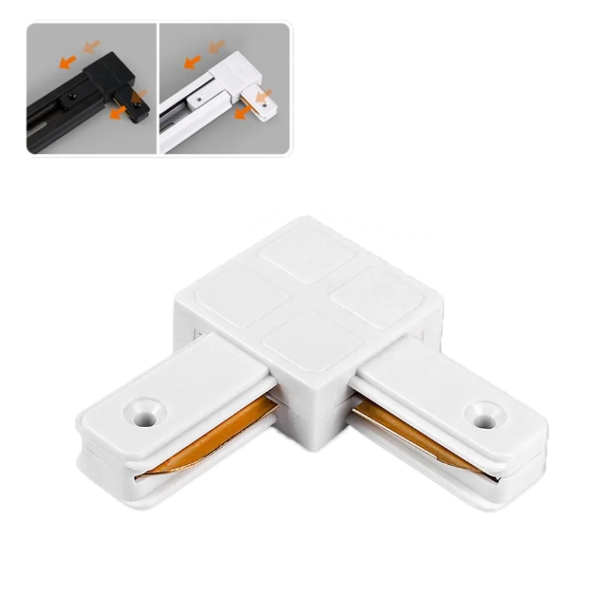 Connector voor armaturen in 1-fase railsysteem, type L, wit