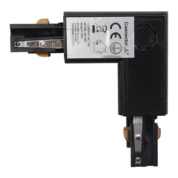 Connector voor armaturen in 3-fase TRACK railsysteem zwart type L