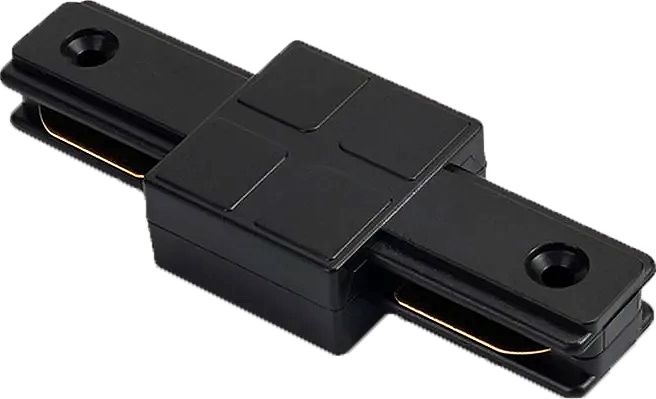 Connector voor armaturen in een 1-fase railsysteem, recht, zwart