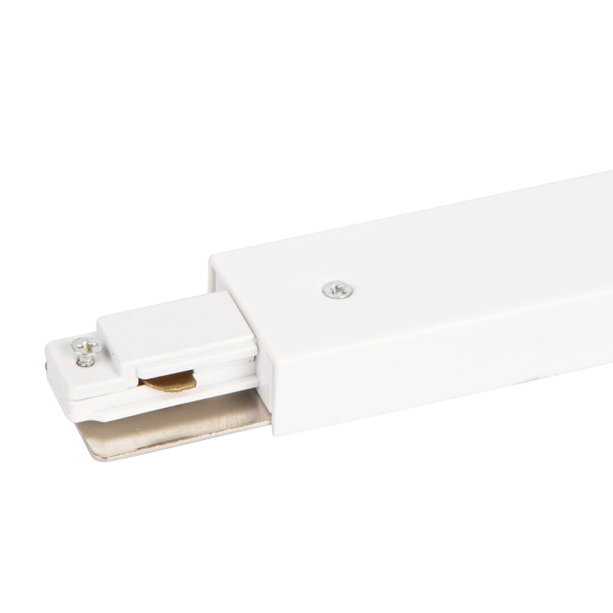Connector voor verlichting in railsysteem 1-fase Recht + voeding wit