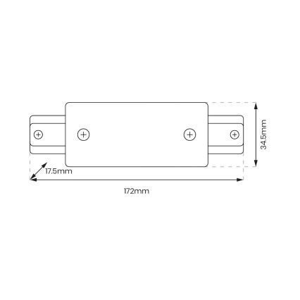 Connector voor verlichting in railsysteem 1-fase Recht + voeding wit