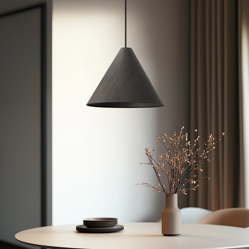 CONO hanglamp aan kabel, 1xE27/40W/230V, ebbenhoutfineer
