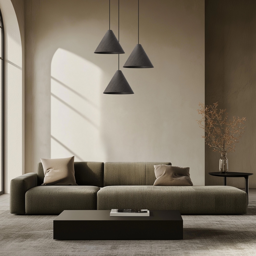 CONO hanglamp aan kabel, 1xE27/40W/230V, ebbenhoutfineer