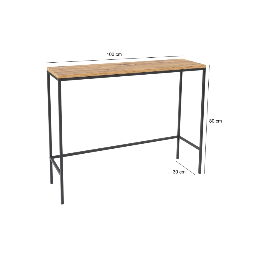 Console tafel CANVAS 80x100 cm grenen atlantic/zwart