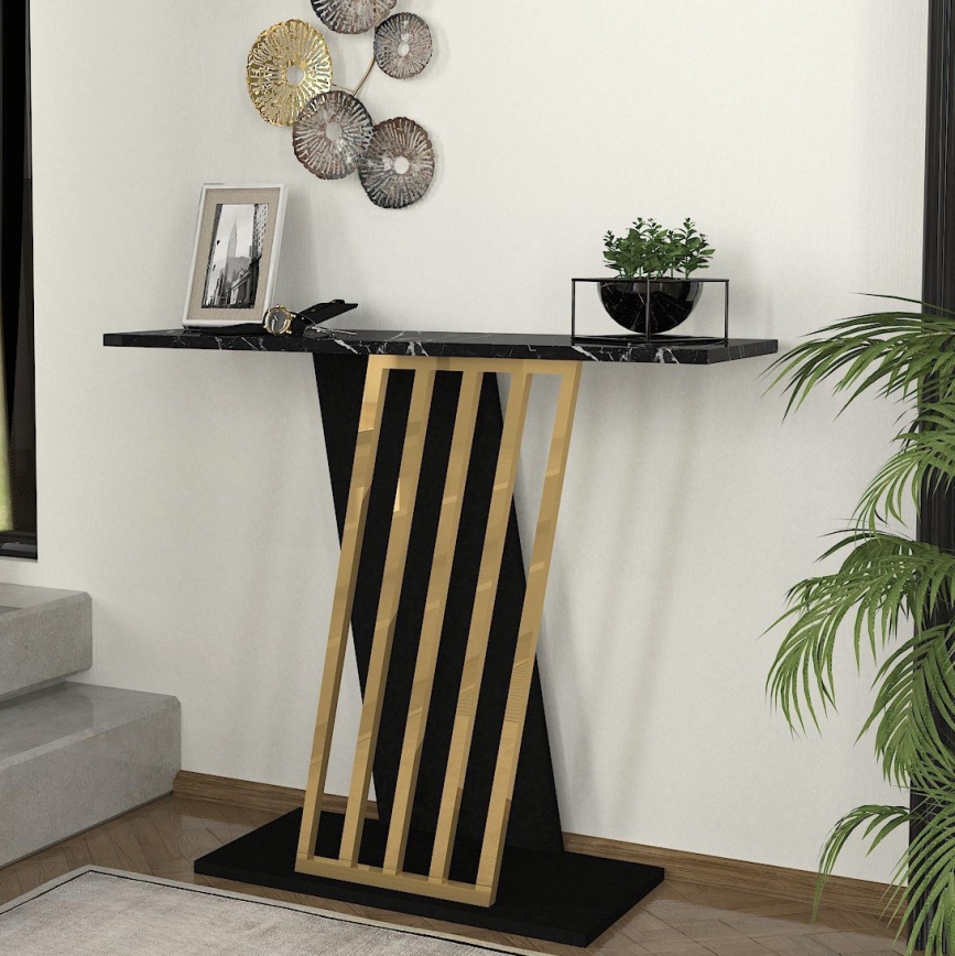 Console tafel GRAVITY 76,8x90 cm zwart/goud