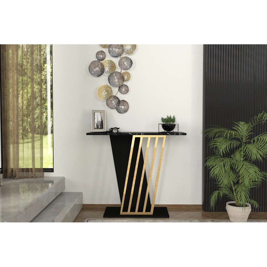 Console tafel GRAVITY 76,8x90 cm zwart/goud
