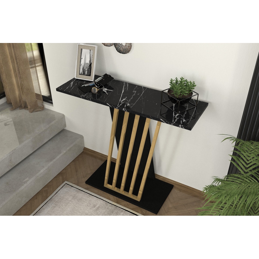 Console tafel GRAVITY 76,8x90 cm zwart/goud