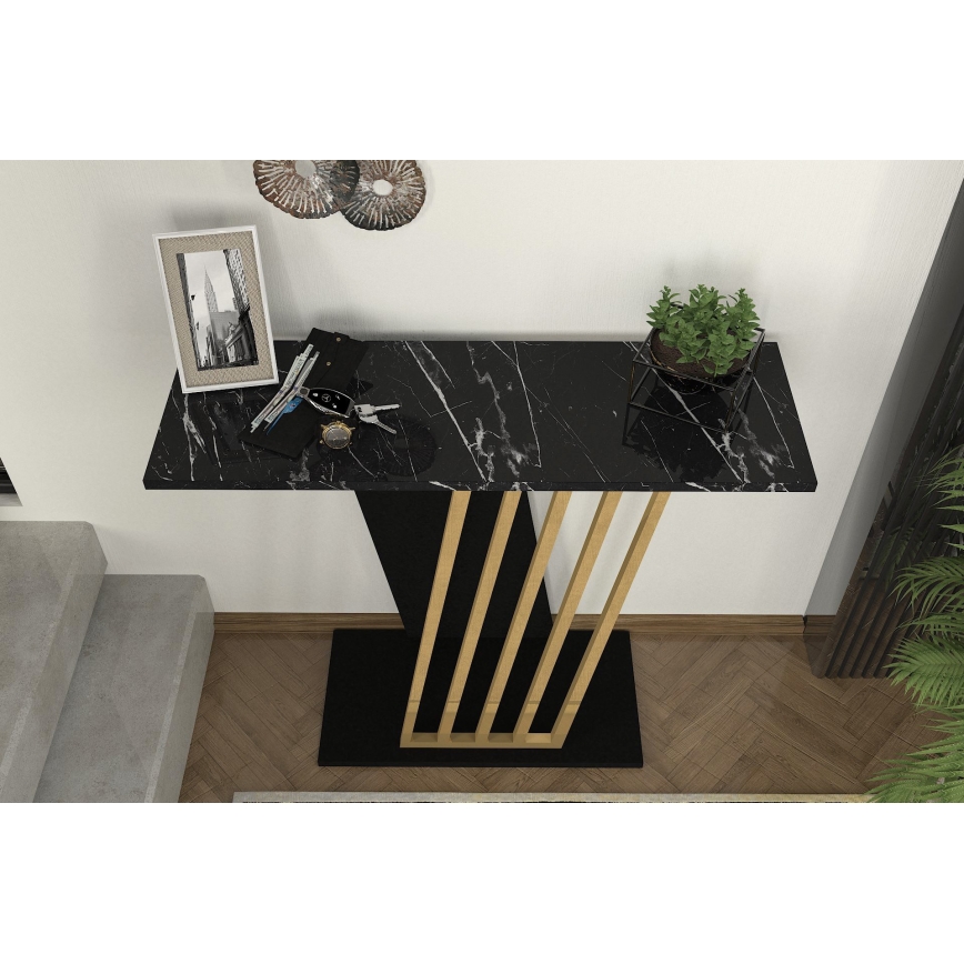 Console tafel GRAVITY 76,8x90 cm zwart/goud