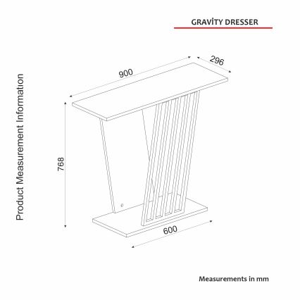 Console tafel GRAVITY 76,8x90 cm zwart/goud