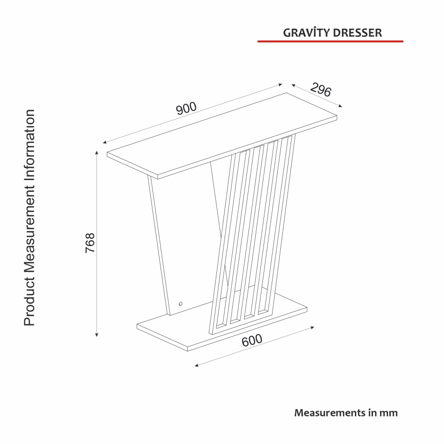 Console tafel GRAVITY 76,8x90 cm zwart/goud