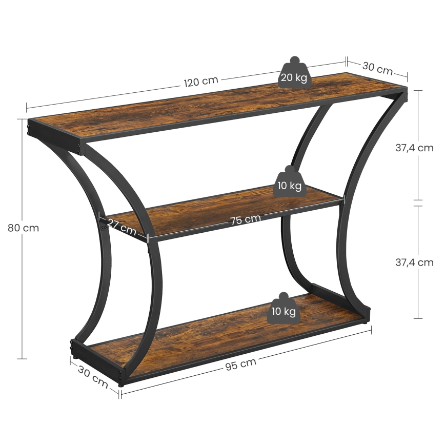 Consoletafel ELDUR 120x30 cm bruin/zwart