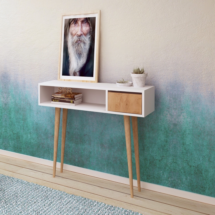 Consoletafel KIOGI 94 x 100 cm, wit/beige