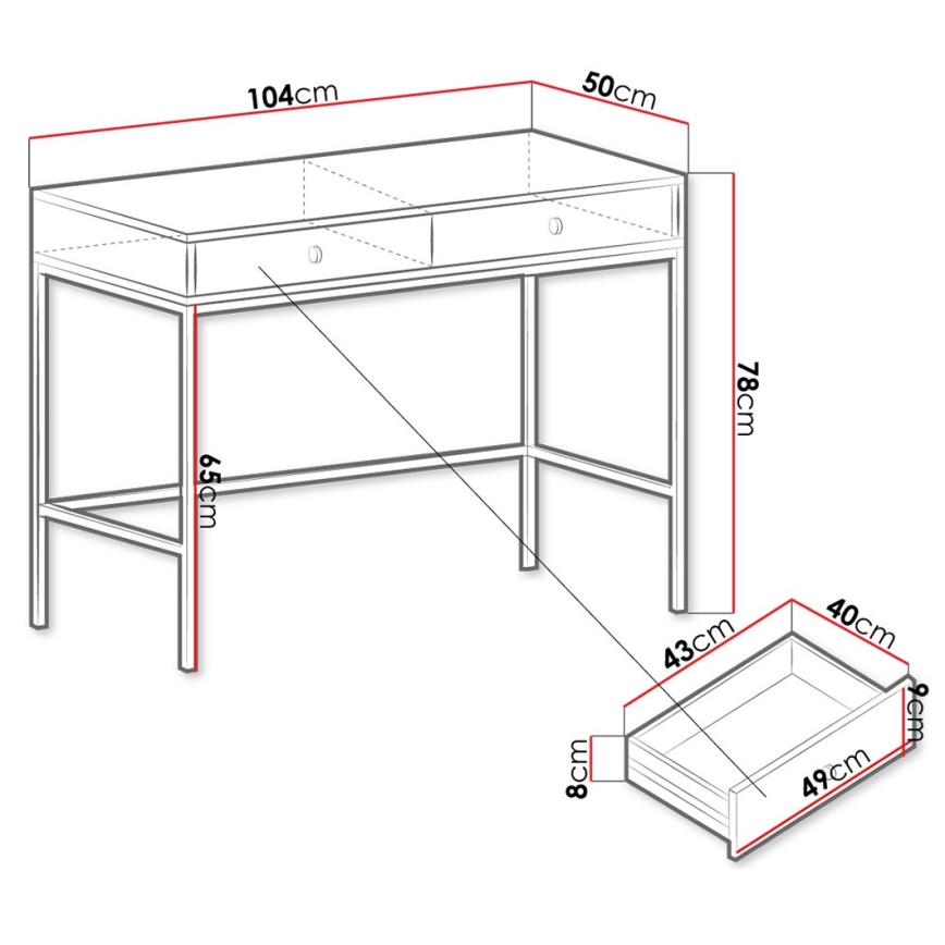 Consoletafel MONO 78x104 cm beige/zwart