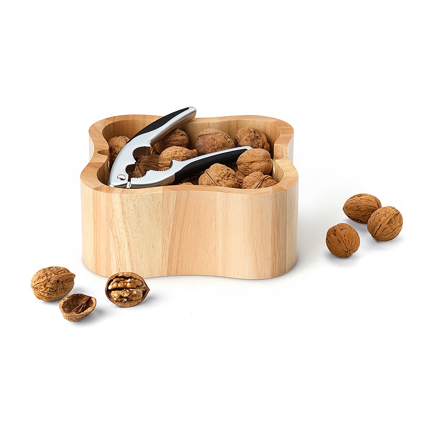 Continenta C3199 -Schaal voor noten met notenkraker 24,5x24,5x8 cm rubber vijg