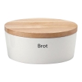 Continenta C3930 - Broodtrommel met deksel 30x23 cm wit/rubberhout