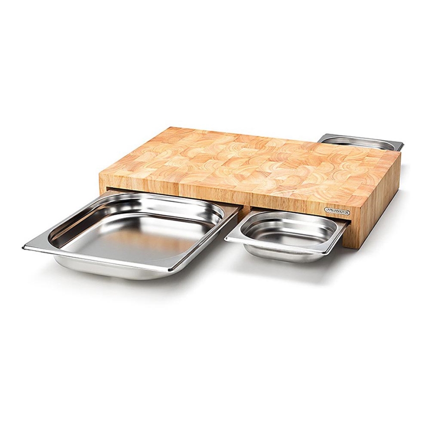 Continenta C4028 - SET 1x Keuken snijplank 50x32,5 cm + 3x kom rubber