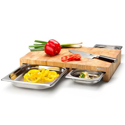 Continenta C4028 - SET 1x Keuken snijplank 50x32,5 cm + 3x kom rubber