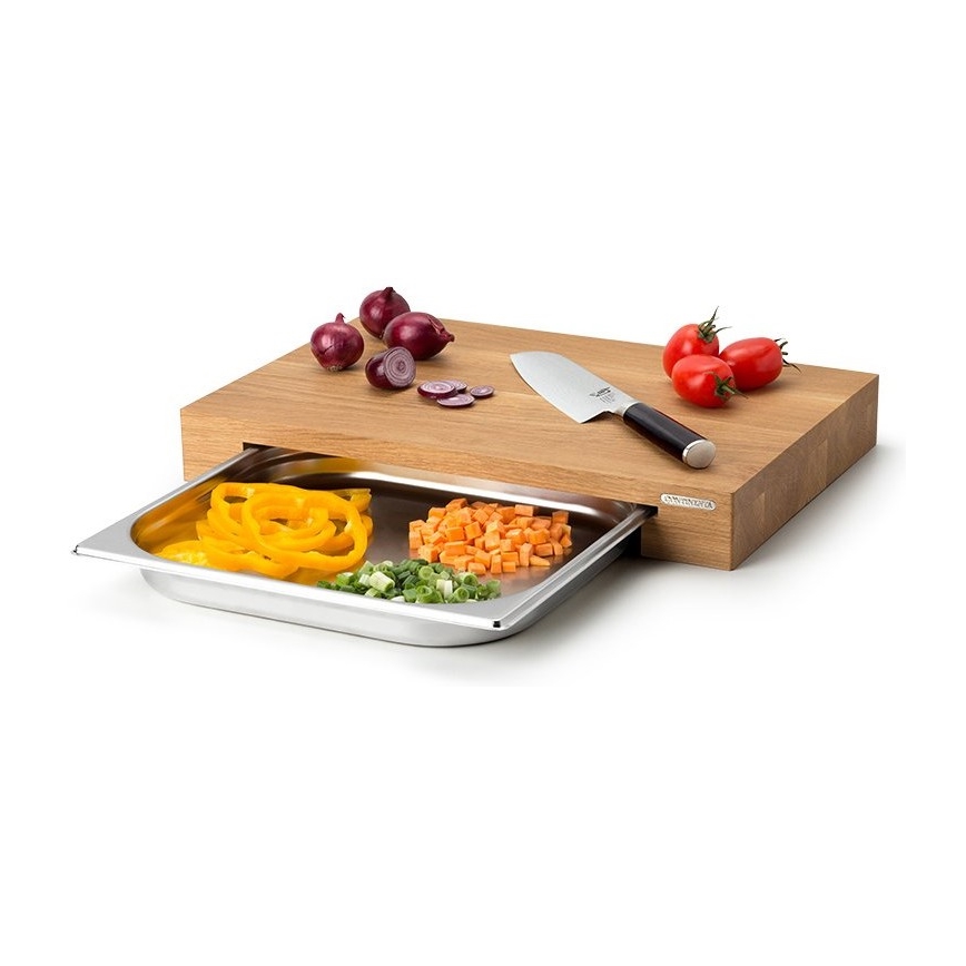 Continenta C4110 - Keuken snijplank met schaal 39x27 cm eiken