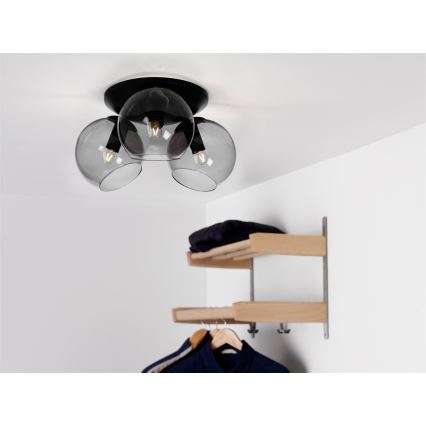 Cottex - Plafondlamp CAPELLA 3xE14/40W/230V Ø 37 cm rookkleurig/zwart