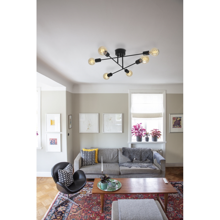 Cottex - Opbouwkroonluchter BATON 6xE27/60W/230V zwart
