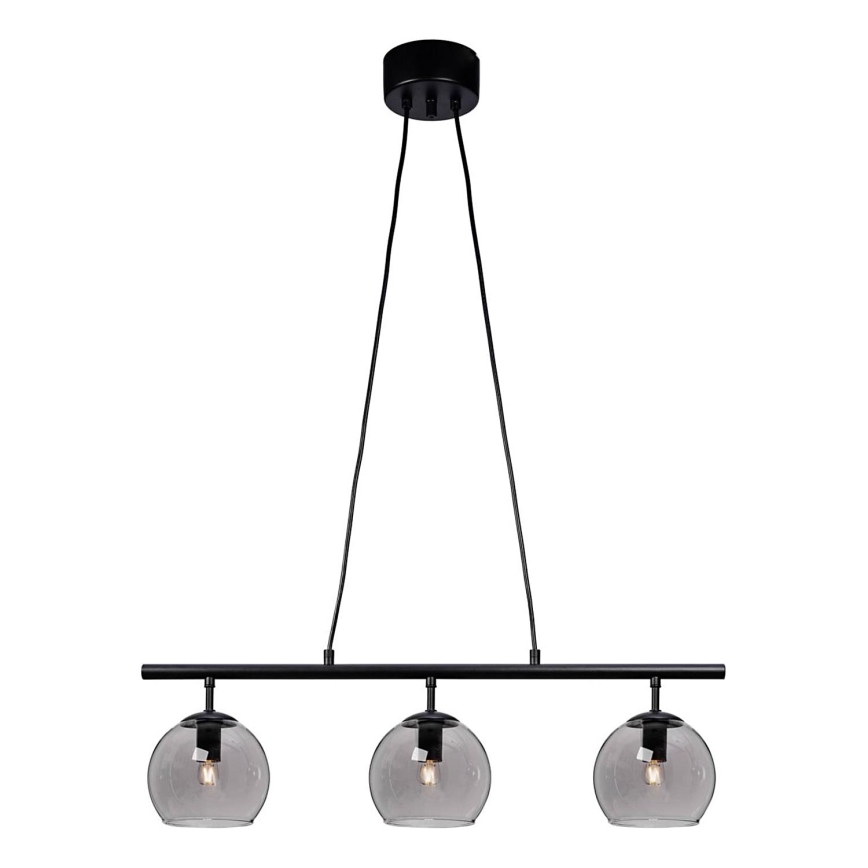 Cottex - Pendellamp CAPELLA met kabel 3xE14/40W/230V rookglas/zwart