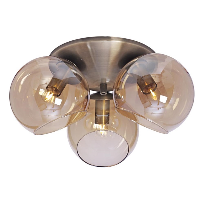 Cottex - Plafondlamp CAPELLA 3xE14/40W/230V Ø 37 cm gerookt/bruin