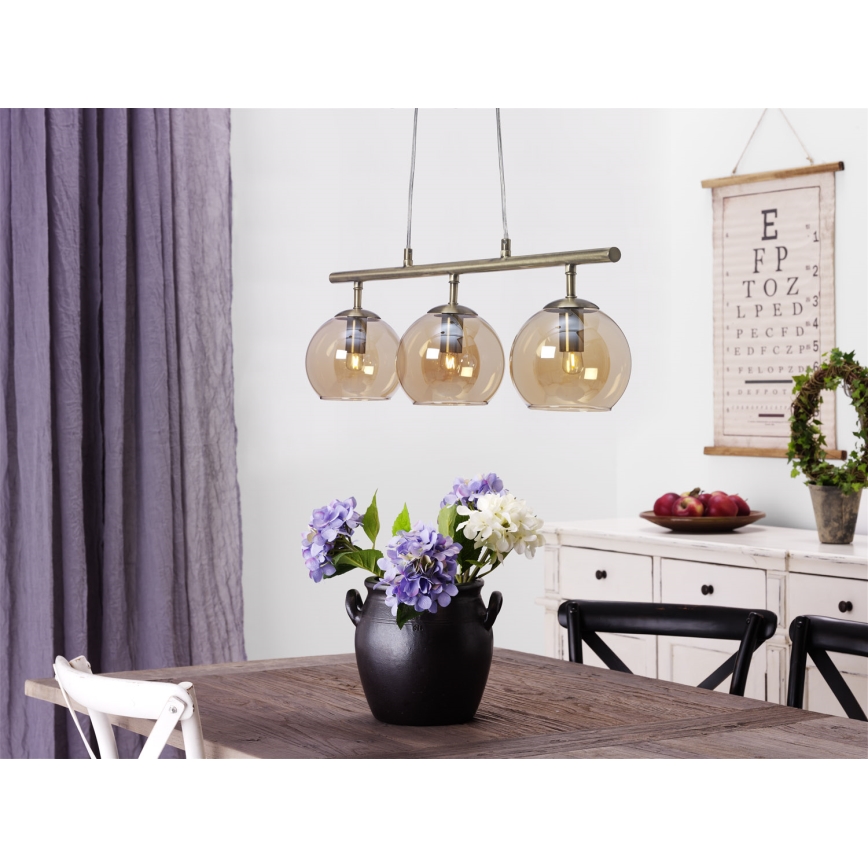 Cottex - Hanglamp aan snoer CAPELLA 3xE14/40W/230V rook/bruin