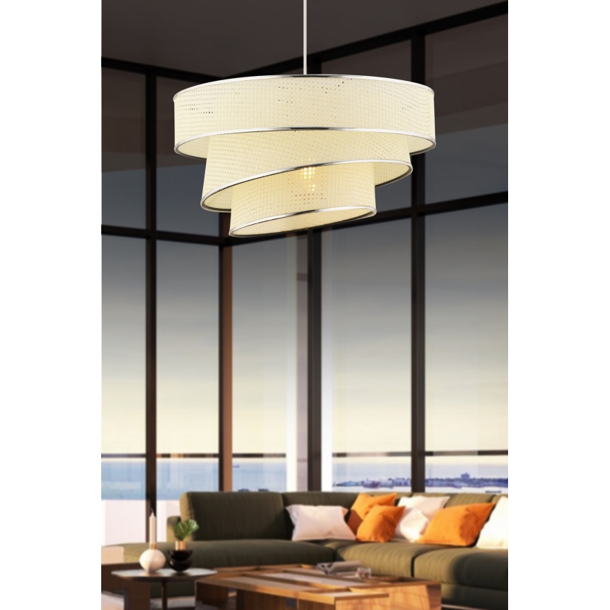 COUPER hanglamp aan kabel 1xE27/60W/230V wit/glanzend chroom