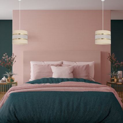 Crèmekleurige Hanglamp HELEN 1x E27 / 15W / 230V