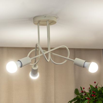 Crèmekleurige plafonnière OXFORD 3xE27/15W/230V