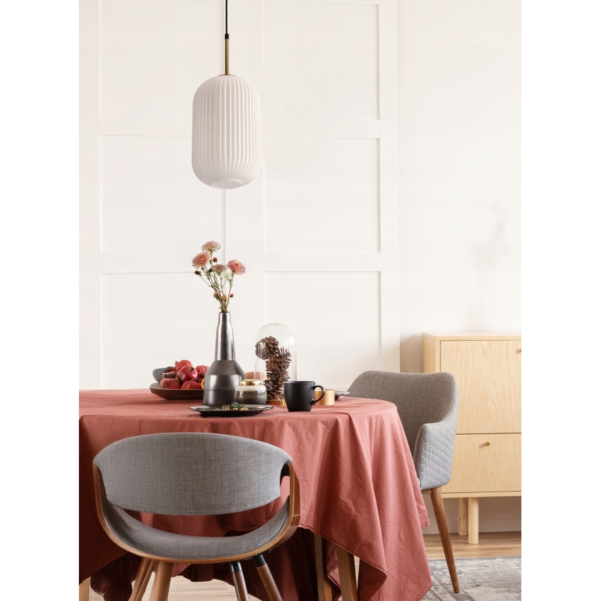 CRESTO Hanglamp 1xE27/40W/230V wit/goud