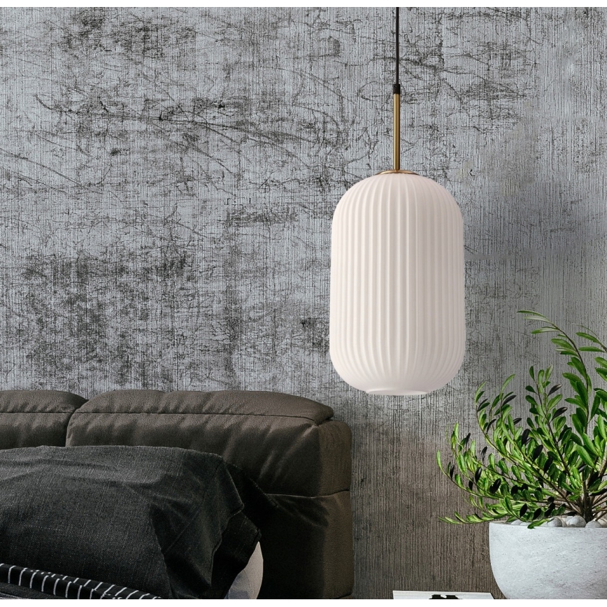 CRESTO Hanglamp 1xE27/40W/230V wit/goud