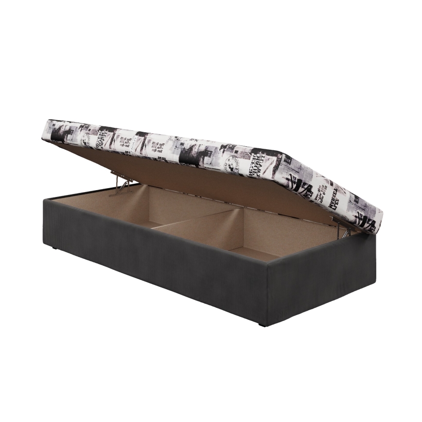 Dagbed met springmatras en opslagruimte NOE 90x200 grijs/zwart