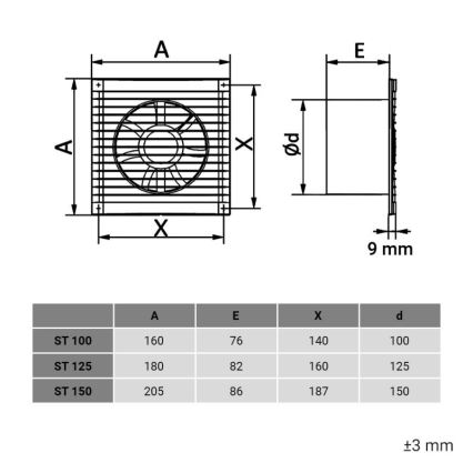 Dalap 1220 - Axiale ventilator met beschermrooster 125 ST 16W/230V