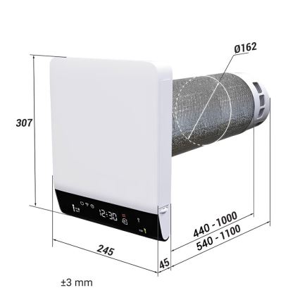 Dalap 25B160 - Lokale kamer-warmteterugwinning BRISE 160 22W/230V Wi-Fi + afstandsbediening