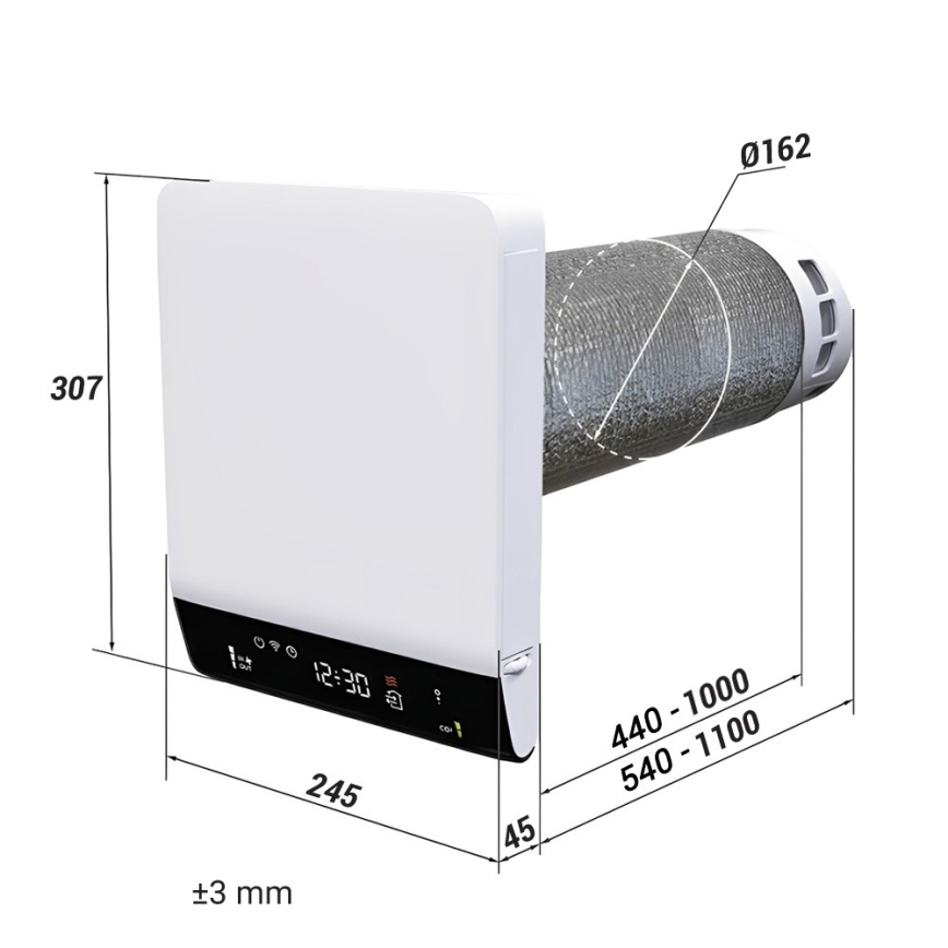 Dalap 25BP160 - Kamerrekuperator BRISE 160 PROFI 22W/230V Wi-Fi + afstandsbediening