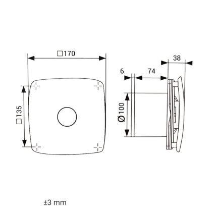 Dalap 41093 - Axiale ventilator 100 ONYX 14W/230V
