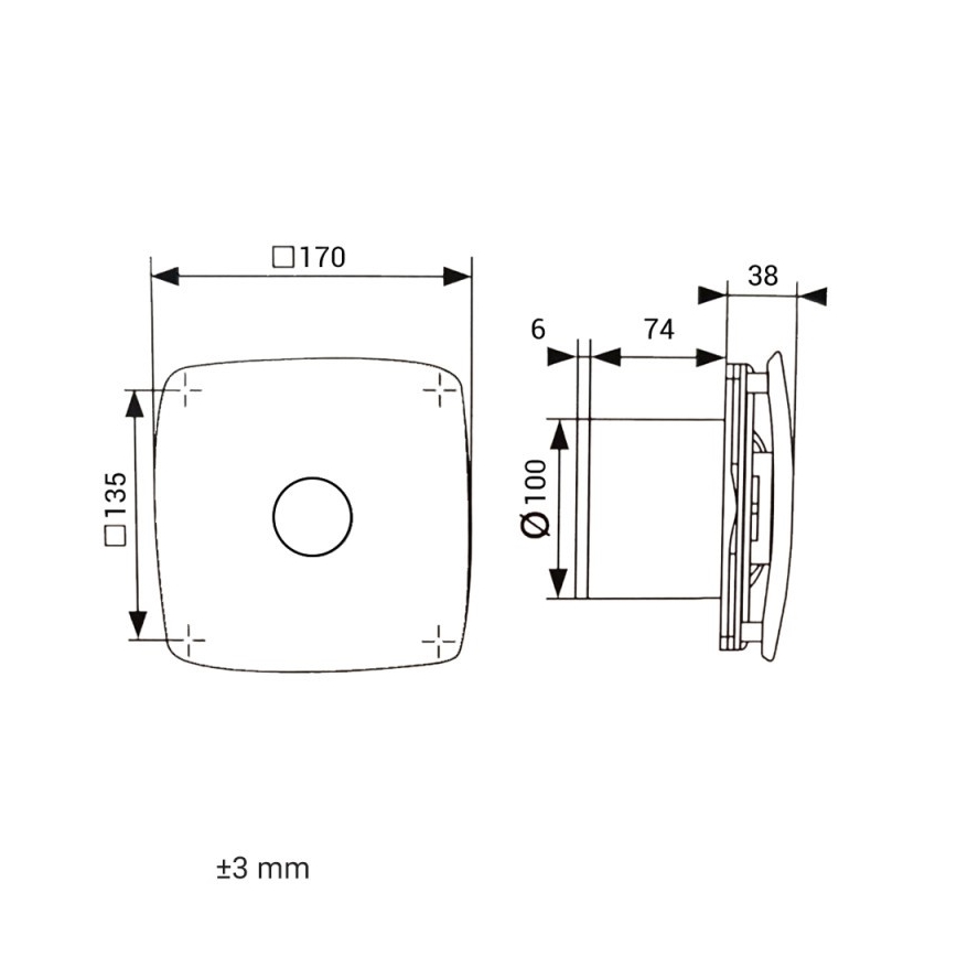Dalap 41093zw - Axiale ventilator met timer 100 ONYX ZW 14W/230V