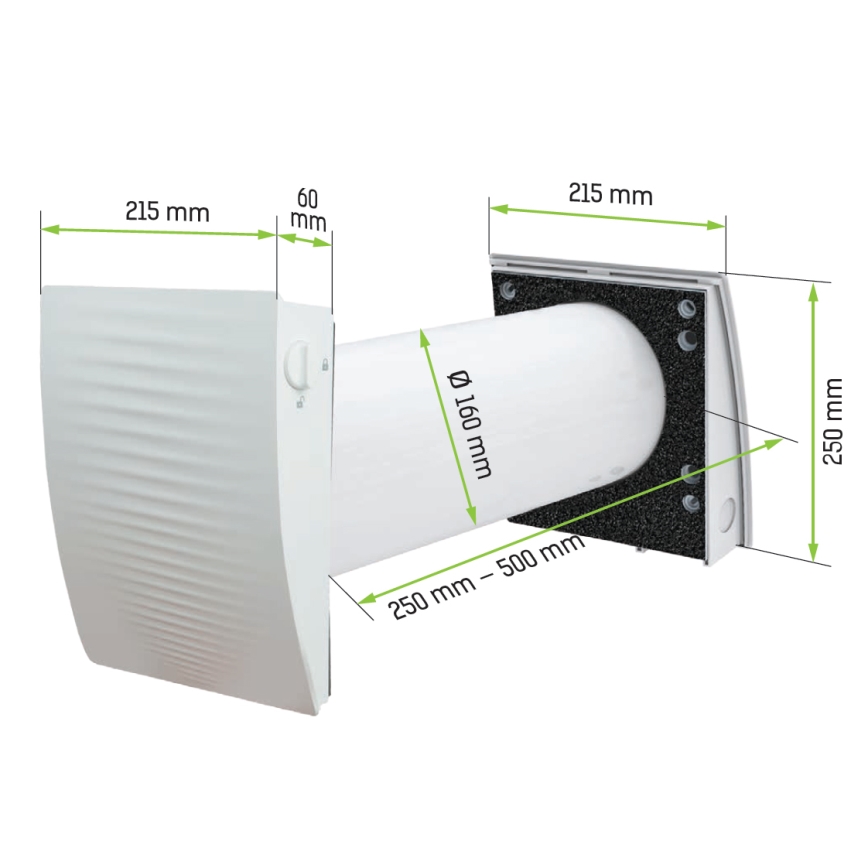 Dalap 55561 - Set van 2 kamer-warmteterugwinning ZEPHIR SIMPLE DOUBLE 7,61W/230V