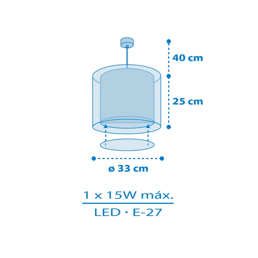 Dalber 40672 - Kinderkroonluchter WORLD 1xE27/15W/230V blauw