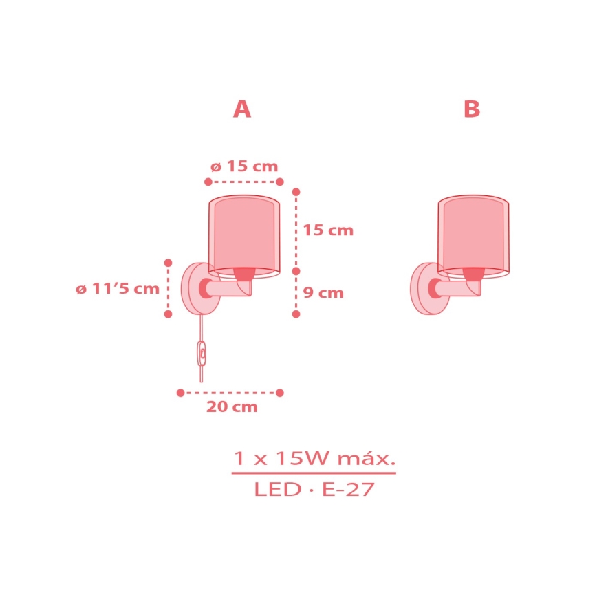 Dalber 41199 - Kinderwandlamp RAINBOW 1xE27/15W/230V veelkleurig