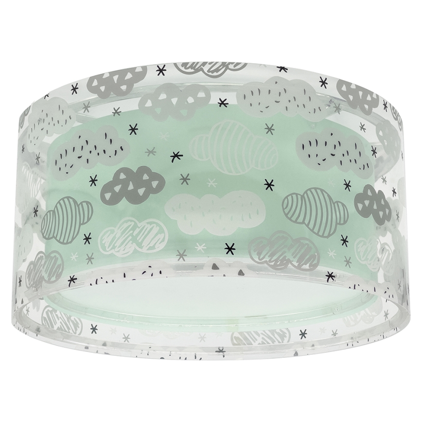 Dalber 41416H - Plafondlamp voor Kinderen CLOUDS 2xE27/60W/230V groen