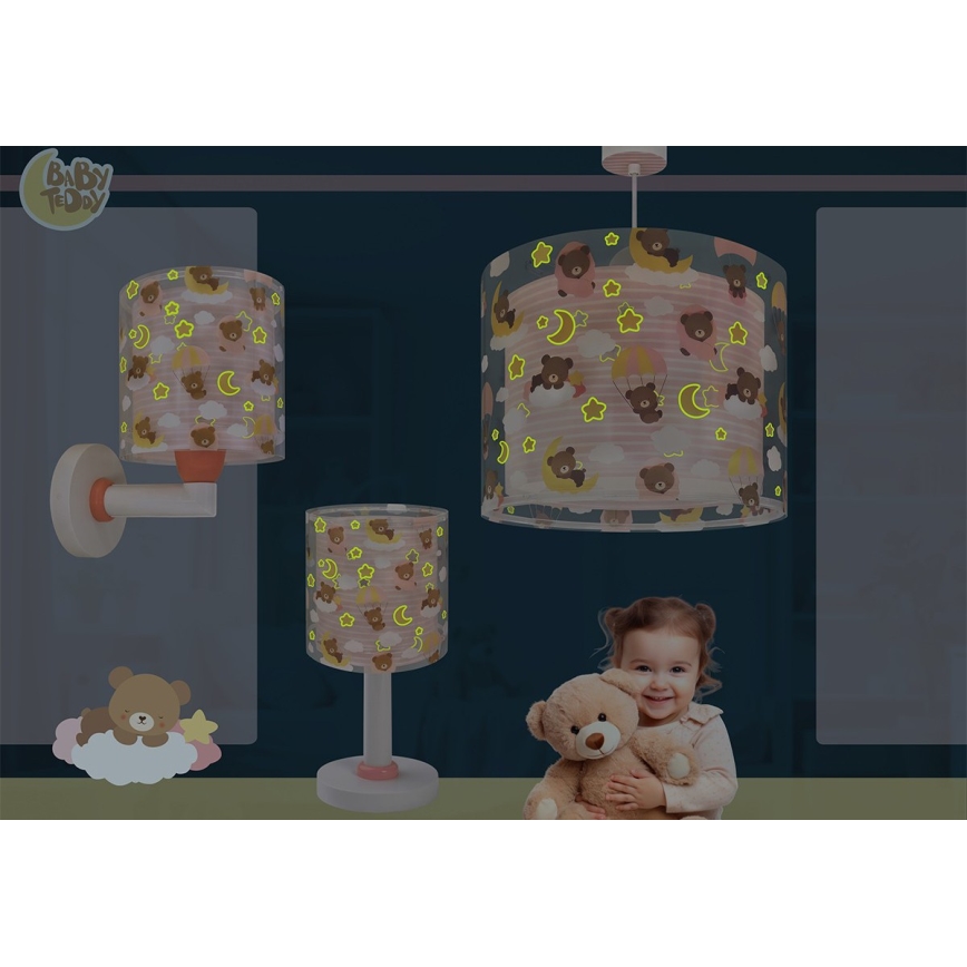 Dalber 41579S - Kinderwandlamp BABY TEDDY 1xE27/15W/230V, roze